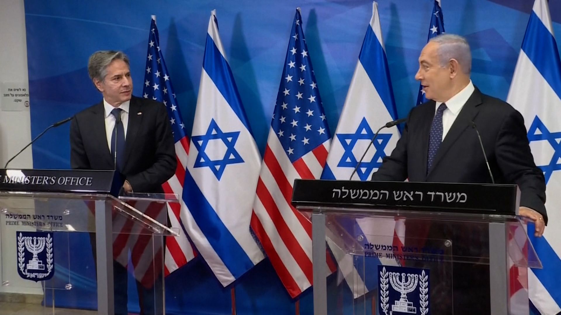 Alt Un momento dell'incontro tra Antony Blinken e Benjamin Netanyahu (fonte: CNN)