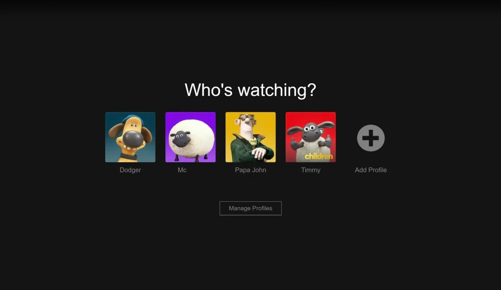 Alt La schermata di scelta dell'account da cui guardare Netflix