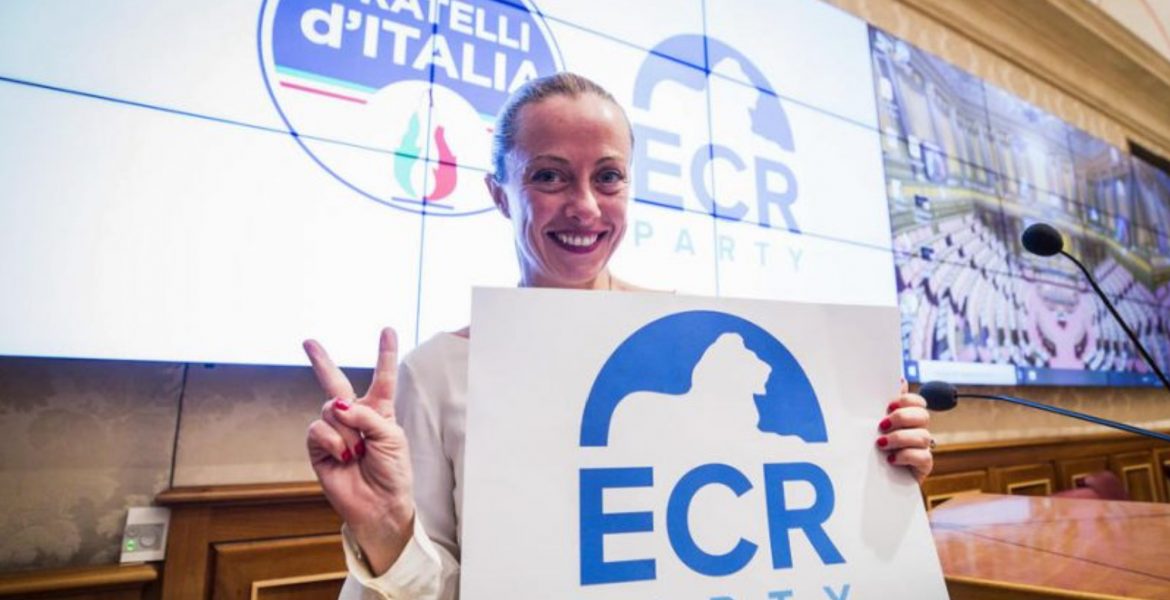 La premier italiana Giorgia Meloni ad un incontro dell'ECR