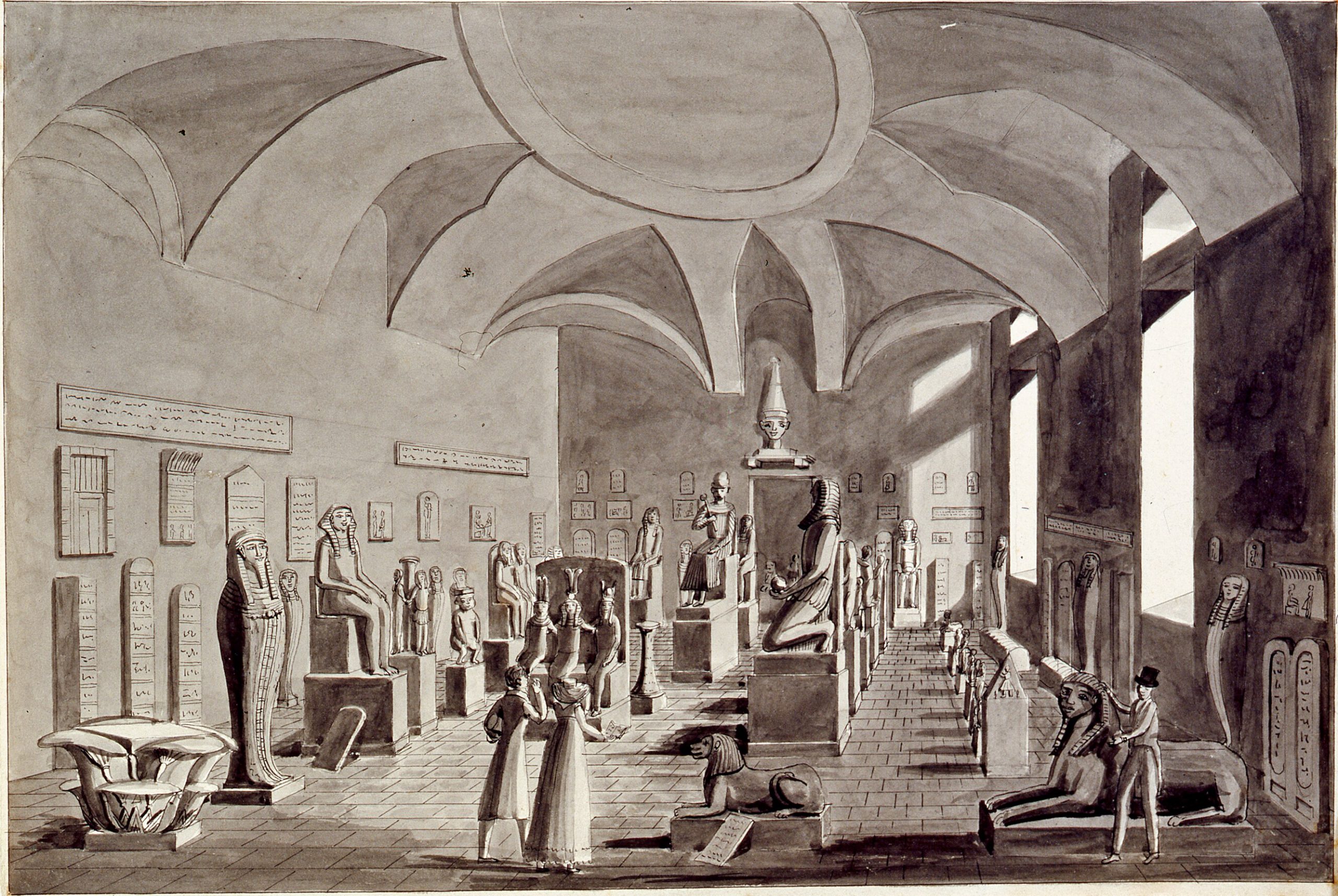 Il primo allestimento della collezione del Museo in un disegno del 1832