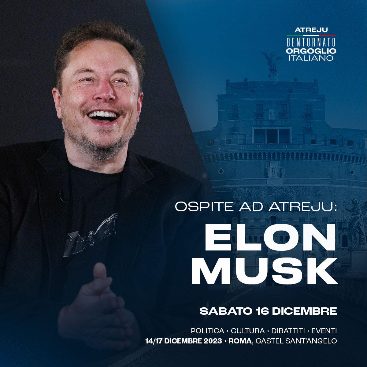 Elon Musk sarà ospite di Atreju, la kermesse di Fratelli d'Italia