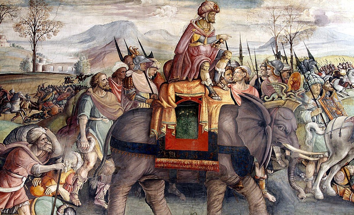 Annibale in sella all'elefante Surus in un affresco risalente all'incirca al 1510