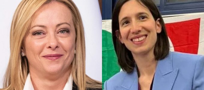 Il Presidente del consiglio e leader di Fratelli d'Italia Giorgia Meloni e la segretaria del Pd Elly Schlein