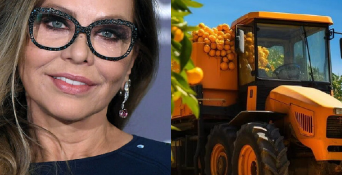 Ornella Muti a Sanremo con un trattore e un bancale di arance?