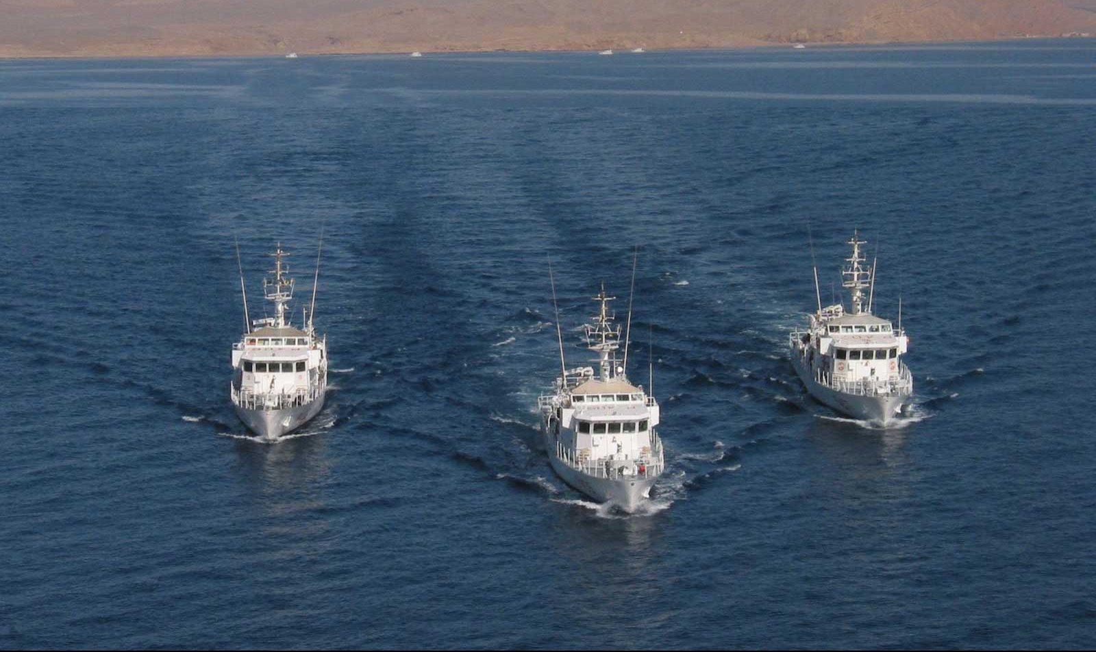 Le tre navi operative nel Golfo di Aqaba per la missione MFO: "Esploratore", "Sentinella" e "Vedetta".