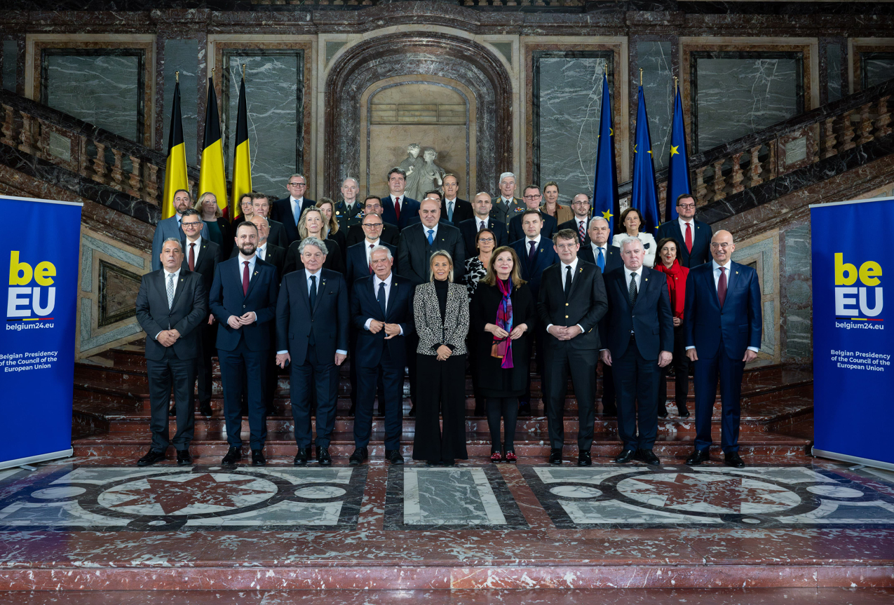 I ministri della Difesa dei 27 Paesi dell'Unione Europea riuniti il 31 gennaio a Bruxelles.