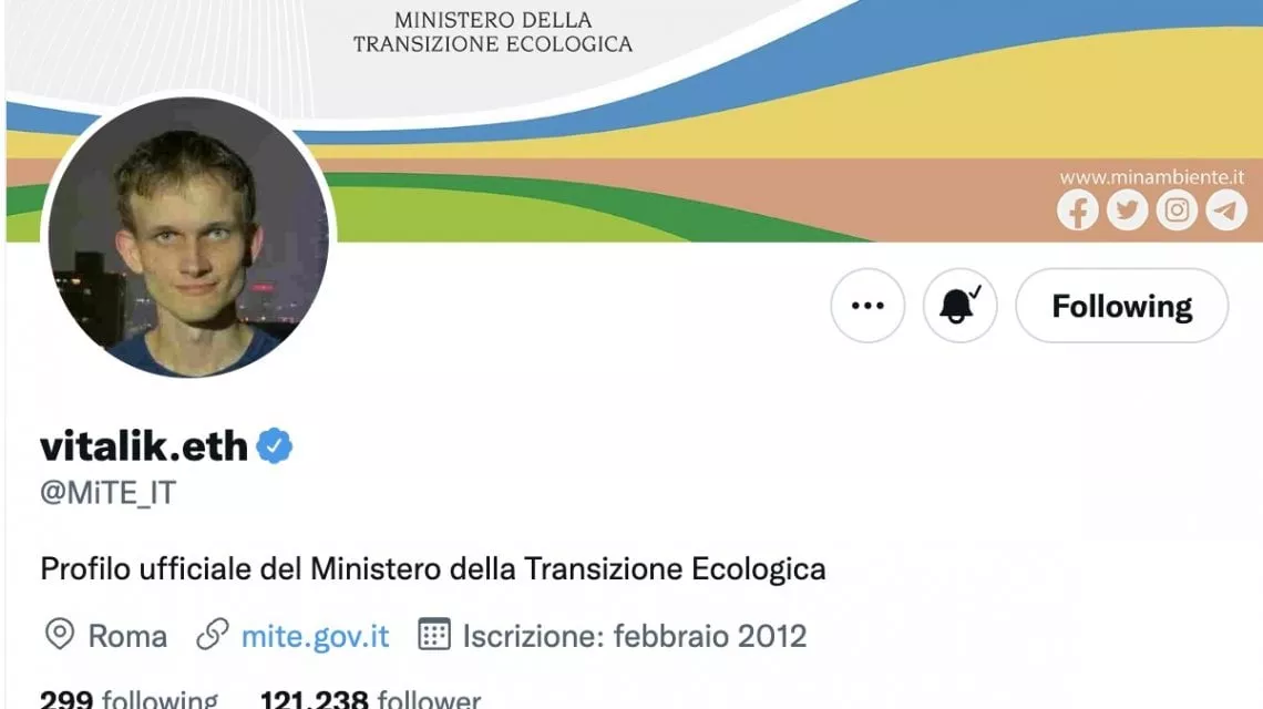 Il profilo Twitter hackerato del Mite, ministero della Transizione ecologica