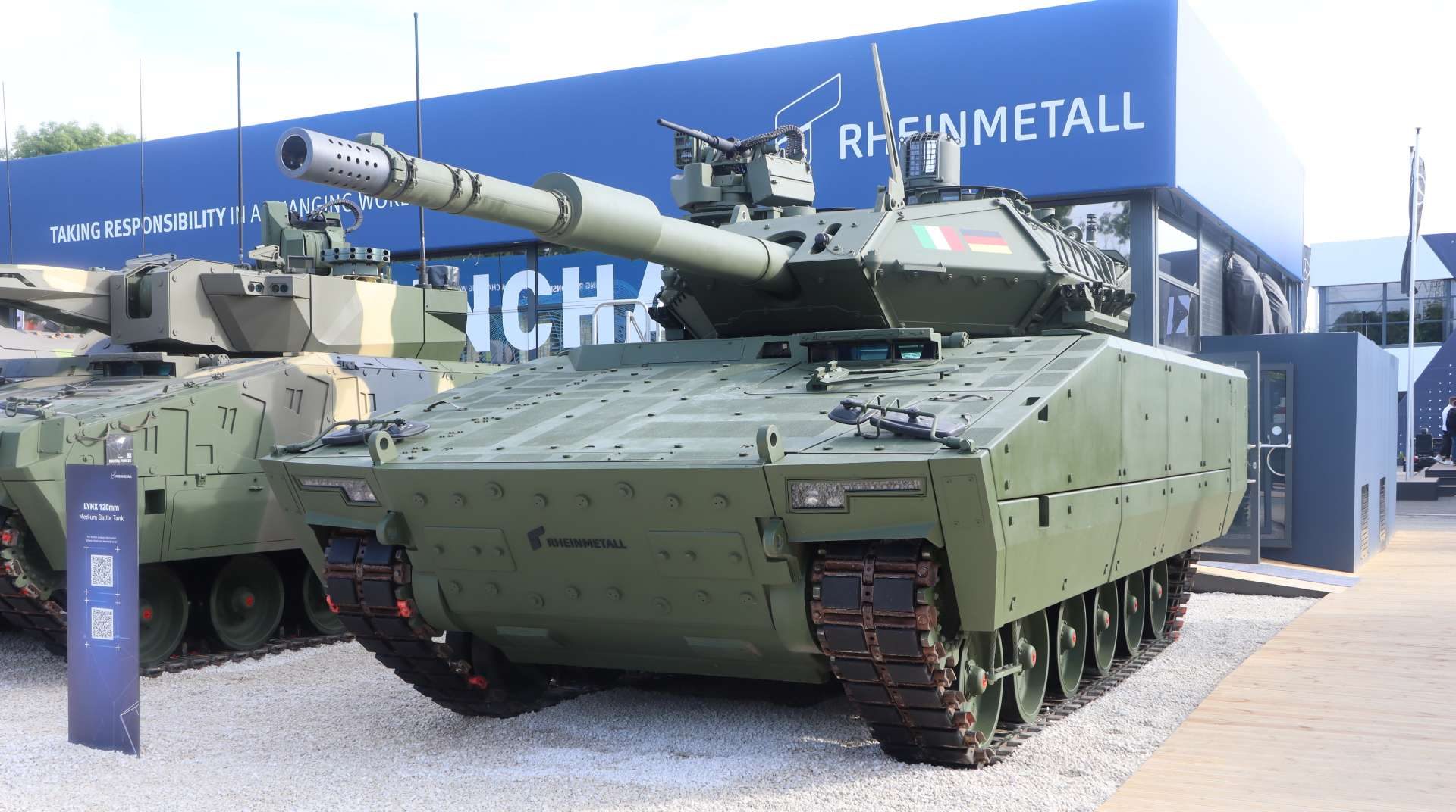 La variante controcarro del Lynx presentata da Rheinmetall a Eurosatory 2024. La torre, una HITFACT MkII di Leonardo, è la stessa della blindo italiana Centauro II.