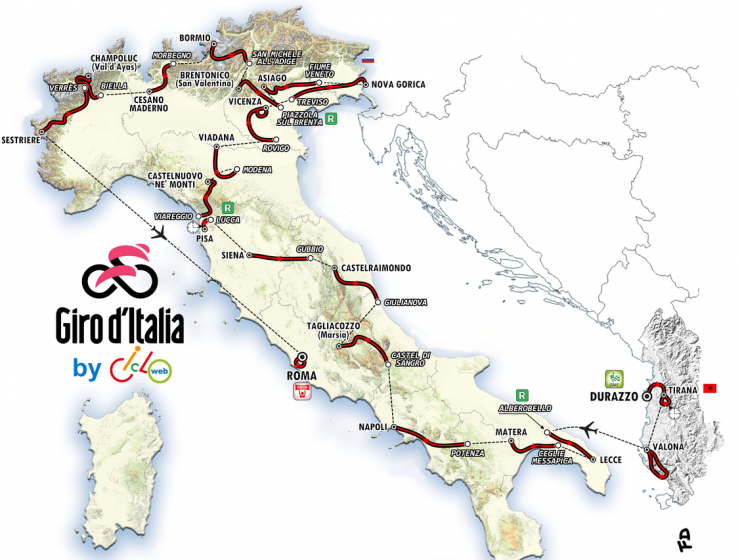 Il percorso del Giro d'Italia 2025