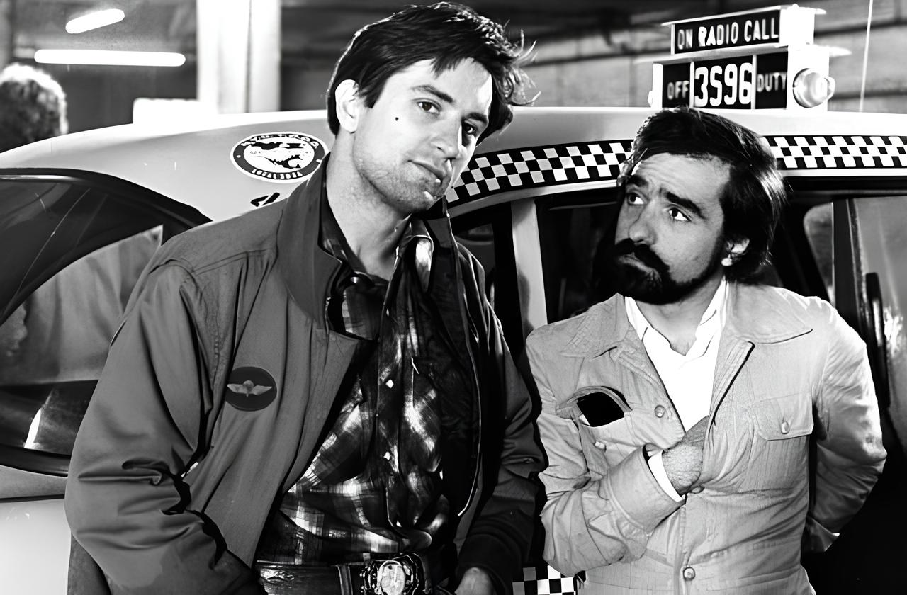 Robert De Niro e Martin Scorsese sul set di Taxi Driver (1976)