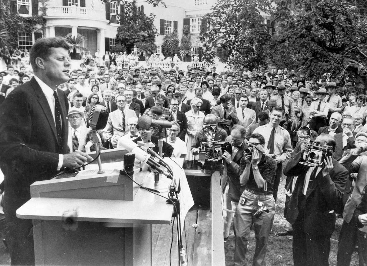 John Fitzgerald Kennedy durante un discorso a New York nel 1960