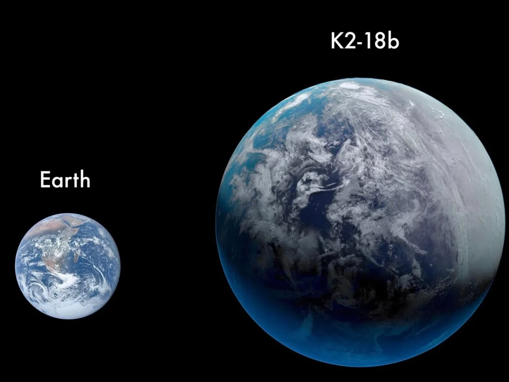 Le dimensioni di K2-18b a confronto con la Terra