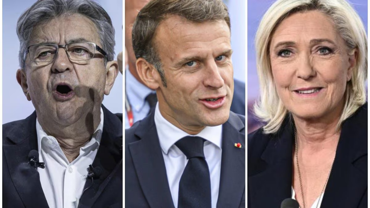 Melechon, Macron e Le Pen, i principali esponenti dei partiti francesi