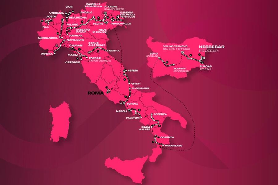 Il percorso del Giro d'Italia 2026