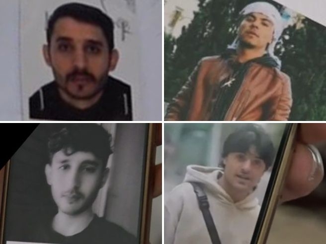 I volti dei quattro braccianti rimasti uccisi nella strage di Amendolara: Amin Fazal Khogjani, Ullah Ismat Qiemi, Safi Iayjad, Waseem Khan.